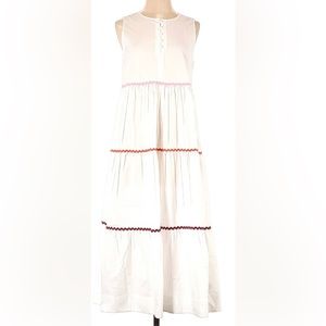 Madewell Rickrack Cattail Tiered White Dress